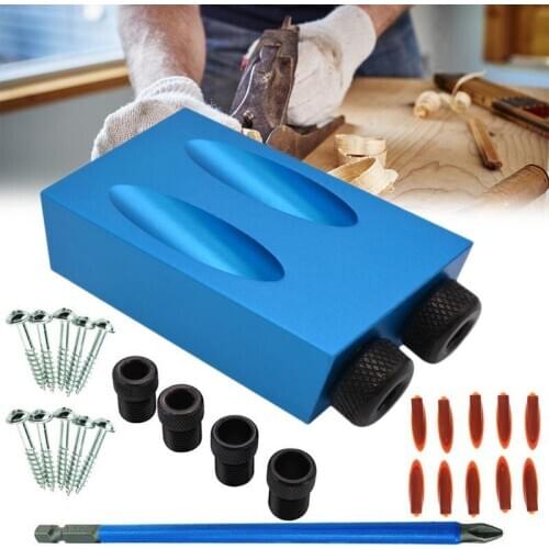 7PCS Oblique Hole Drill 15 Degree Angle Locator Bits Hole Jig Woodwork Guide Clamp Locator Set Kit Woodworking Hand Tools