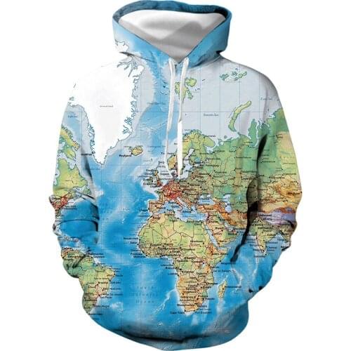 New Fashion Mens New Sea Map Funny 3D Print Casual Hoodie Sweatshirt Hooded Top