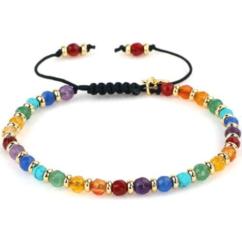 New Women Jewelry Bracelet 4mm Faceted Natural Stone Bead Adjustable Macrame Bracelet Lady Gift