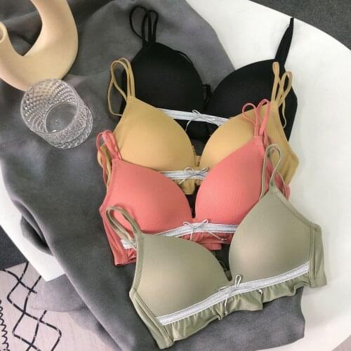 New French sexy back lingerie for women with small breasts, unrimmed upper support and adjustable bra set