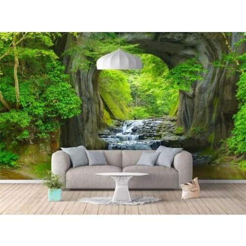 Custom 3D fresh rill Forest Wall Mural Photo Wallpaper Scenery For Walls 3D Room Landscape Wall Paper For Living Room Home Decor