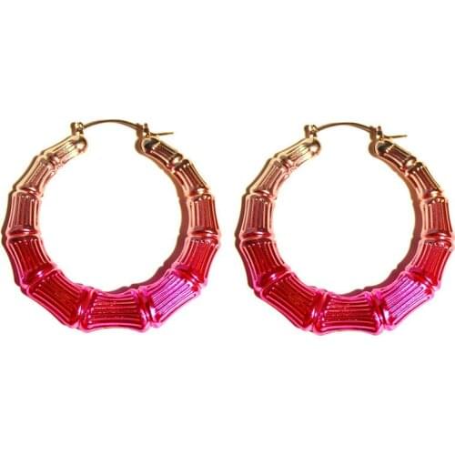 Punk Gold Color Big Bamboo Hoop Earrings For Women Girl Statement Round Circle Large Earring Hoops Hip Hop Fashion Party Jewelry
