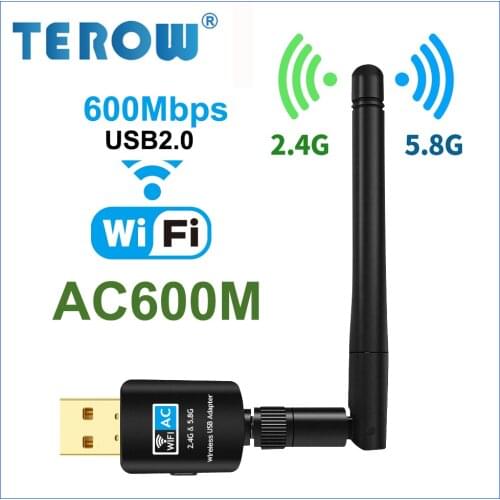 TEROW AC600M USB2.0 Wifi Adapter 600Mbps RTL8811CU 2.4GHz+5.8GHz Wifi Receiver Network Card With 2DBi Antenna AP Launcher
