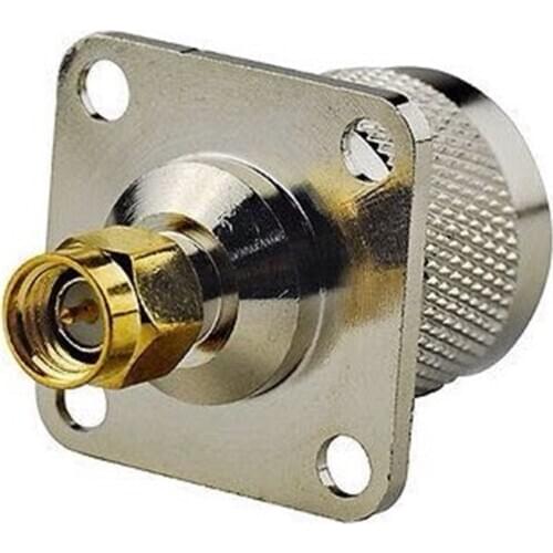 N Male Jack To SMA Male Plug With 25x25mm 4 Hole Flange Panel Mount RF Coaxial Adapter