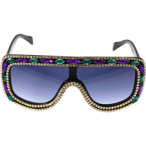 Classical Retro Square Sunglasses women Brand Designer Luxury Crystal Ladies sunglasses Summer Sun Beach Flowers Sunglasses