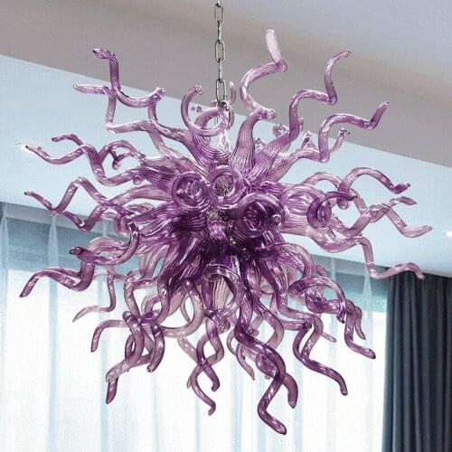 Modern Purple Chandelier Lamp Handmade Glass Chandelier Lighting Hanging Light Fixture Elegant Chandelier for Home