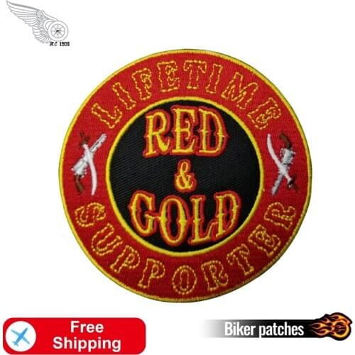 LifeTime Red Cold Applique Motorcycle Biker Garment Embroidery Accessories Iron on Patch for Clothing DIY Badge MC Cool Stickers