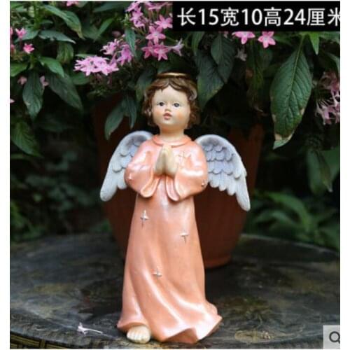Pray to little girl angel American style country retro Resin Figure Angel sculpture ornament home decoration statue