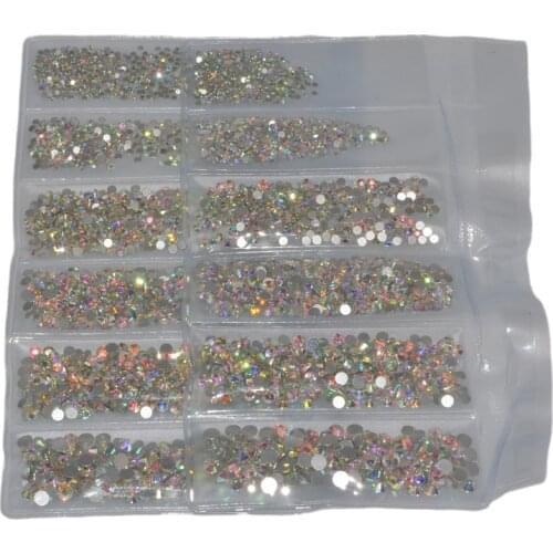 2 Packs SS4-SS12 Mix Sizes Crystal Glass Nails Art Rhinestones Glitter Crystals Strass Nail Art Rhinestone For Diy Decorat
