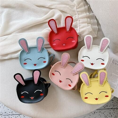 Raged Sheep Cartoon Bunny Baby Shoulder Messenger Handbag PU Leather Children Coin Purse Childrens Accessories Bag Small Wallet