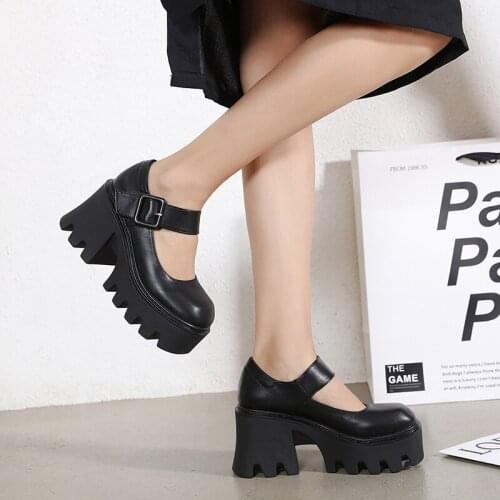 Mary Jane shoes Round Head Thick Heel Cross Bandage Designer Platform Shoes Lolita Shoes Women Platform pumps Ladies Casual