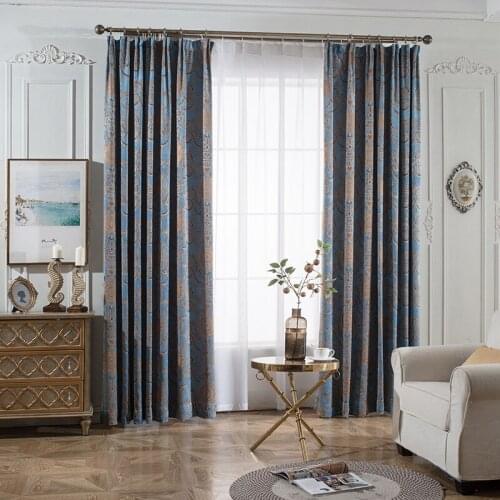 European Classical Curtain Cotton and Linen Jacquard Curtain Fabric Shading Cloth Direct Sales Curtains for Living Room Bedroom