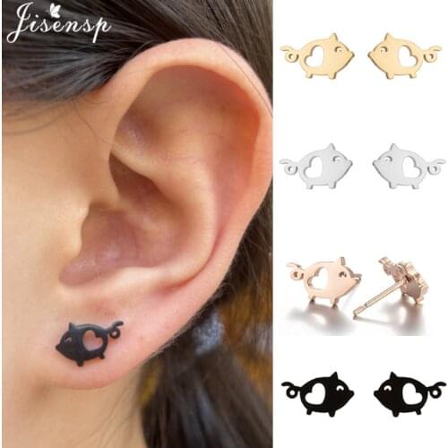Cute Small Pig Earring Female Brincos Boho Piglet Stainless Stud Earrings for Women Children Minimalist Jewelry Pet Lovers Gifts