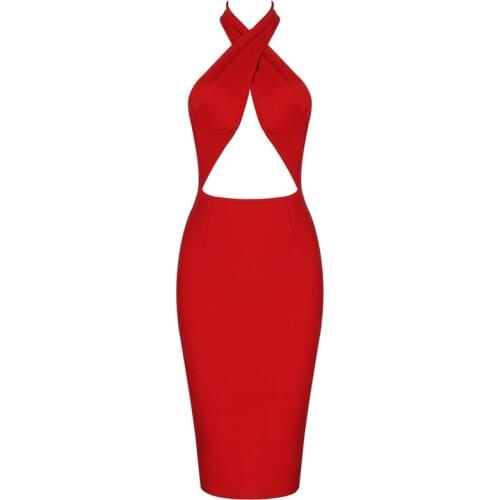 New Women Bandage Dress Halter Neck Sexy Party Club Celebrity Bodycon Summer Dress Elegant Sexy Woman Dresses