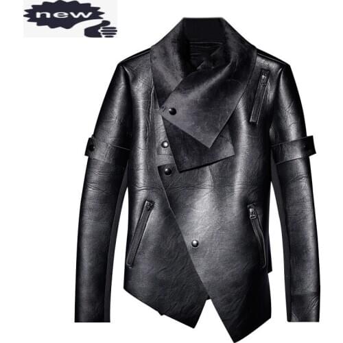 Winter Mens Short Slim Pu Jacket Luxury Designer Punk Fashion Warm Zipper Leather Coat Male Stage Clothes Men S-3XL