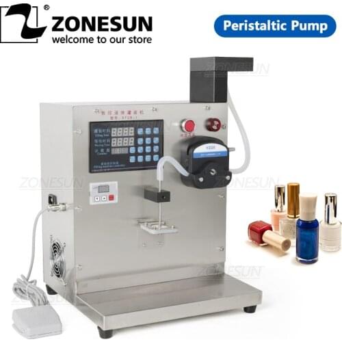 ZONESUN Semi Automatic Filling Machine Peristaltic Pump Nail Polish Thick Liquid Honey Single Nozzle Pigment Vial Bottle Filler