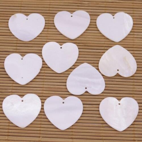 10 PCS 20mm Heart Shell Natural White Mother of Pearl charm pendant Loose