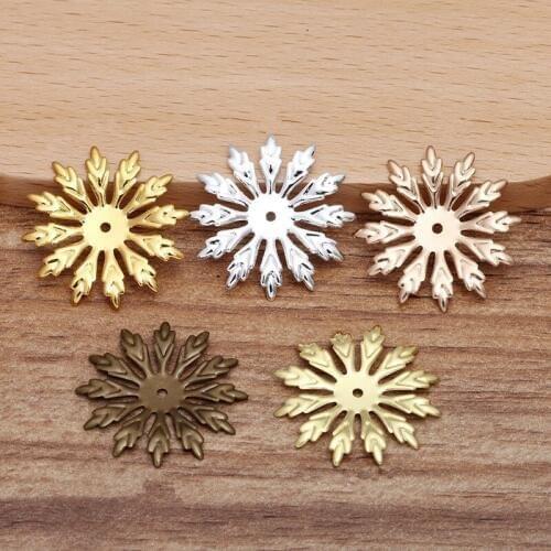100PCS 25mm Metal Copper Sheet Filigree Flowers Connector Charm For Jewelry Making