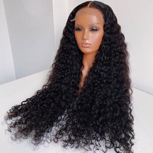180% Density Black Afro Kinky Curly Synthetic 13x4 Lace Front Wigs For Women With Baby Hair Preplucked Glueless Fiber Hair Wig