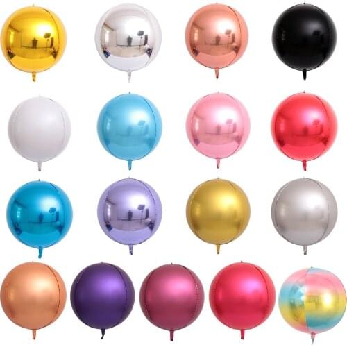 1pc 22/32inch Rose Gold Pink Silver Purple Ball 4D Round Foil Balloons Birthday Party Wedding Decoration Helium Metallic Globos