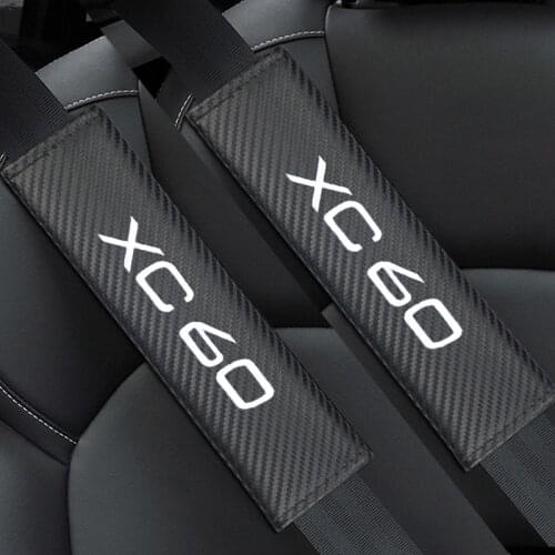 2pcs Car Styling Carbon fiber Seat Belt Cover Pad fit For Volvo XC60 XC90 V40 V60 S60L S80 XC80 Auto Accessories Stickers