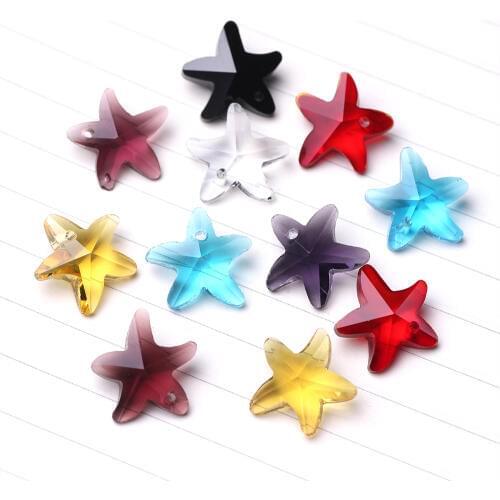 ZHUBI 14MM 20PCS Five-pointed Star Shape Glass Stone Beads Crystal Clear Glass Bead Womens Starfish Rhinestone Jewelry Pendant