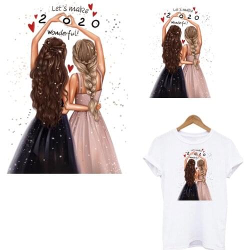 2020 Fashion Girl Heat Transfer Sticker On Clothes Lovely Girl Iron-On Transfers For Clothing Patches Washable T-shirt Appliqued