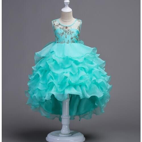 2020 New Girls Princess Dresses Birthday Wedding Party Floral Ball Gown Sleeveless Girl Dress Kids Children Clothes Fairy Dress