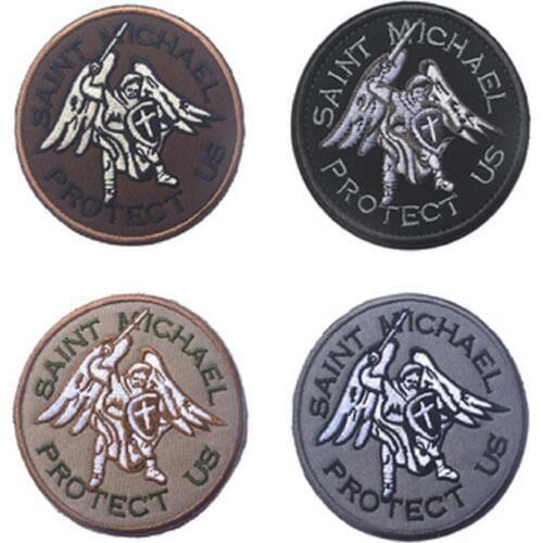 3D Embroidery Patches Loop And Hook Helm of Sparta Guardian Angel St. Michael Protection Embroidery Patches
