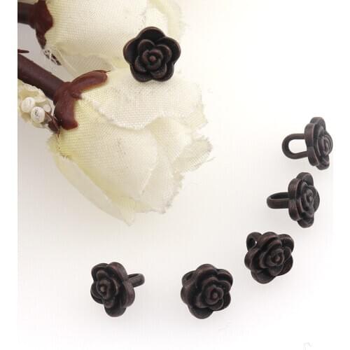 50pcs/lot Fashion 8mm Red copper Rose shape Metal Buttons Alloy Sewing Clothes Accessories for Trousers Jean Button Decoration