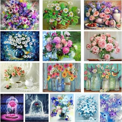 5D DIY Art Diamond Painting Plant Flower Pot Pattern Diamond Mosaic Full Embroidery Home Decoration Room Decoration Gift