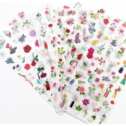 6pcs/set Cute Flowers Stickers Stationery DIY Scrapbooking Stickers Diary Notebook Home Decor Kids Stickers Toys