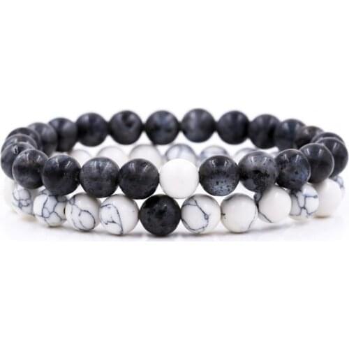 8mm 2PCS/Lot uj4 gold silver Copper cz zircon cubic zirconia elastic ball black stone volcanic lava agate Onyx Bracelet Bangles