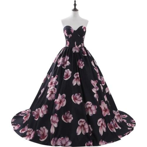 Satin With Pattern Party Dress Off the Shoulder Sweetheart Ball Gown Chapel Train Empire Formal Vestido de noche robe de soiree