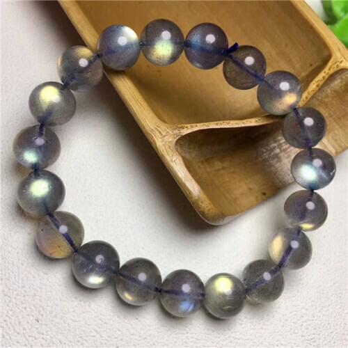 Natural Moonstone Blue Light stone Beads Bracelet AAAA 10.2mm