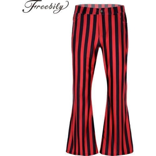 Mens 60s 70s Vintage Mid Waist Striped Stretch Bell Bottom Super Flares Long Pants Trousers Mens Flare Pants Flared Bell Pants