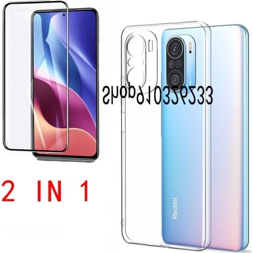 For POCO F3 Case With Screen Protector Slim Soft TPU Clear Cover For Mi 11i 11 i Redmi K40 Pro Plus телефонный чехол
