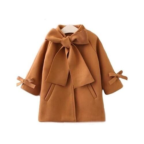 3 4 5 6 7 8 Kids coats for girls Winter AutumnToddler Kids Baby Girls Coat Warm Wool Bowknot Trench Long Sleeve Coat Overcoat