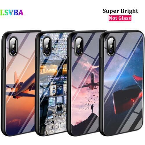 Black Cover Airplane Sunset for iPhone 11 11Pro X XR XS Max for iPhone 8 7 6 6S Plus 5S 5 SE Glossy Phone Case