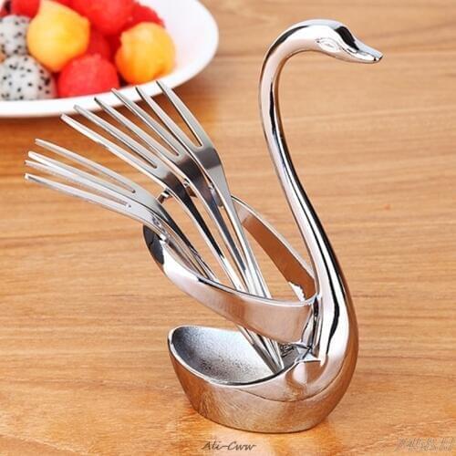 Swan Holder Table Tableware for Coffee Fruit Forks Cutlery Decor DropShip