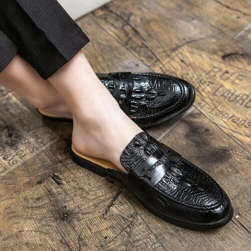 Italian Fashion Half Slippers Men Hemp Fashion Casual Shoes Male Leather House For Stylish Indoor Designer Outdoor Man Flip Flop