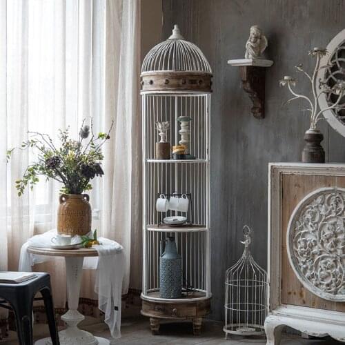 Creative Nordic Storage Racks Retro Iron Bird Cage Multi-layer Against The Wall Compartment Floor-standing Rack