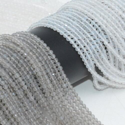 Natural Original Color Agate Faceted Round Beads 3mm , Grey & Milky White