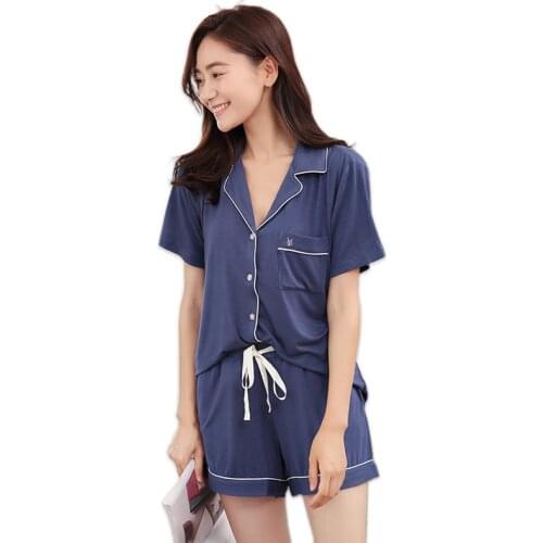 Hot Sale Modal Short Pajamas Sets Women Sleepwear Summer Indoor Korea Fashion Short Sleeves High-quality Simple Pyjamas Women