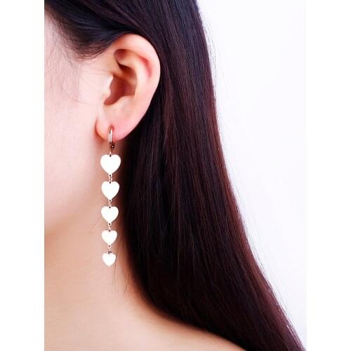 Fashion Stainless Steel Star Heart Long Dangle Earrings For Women Rose Gold Small Hoop Earrings Girls Gift Bijoux Femme