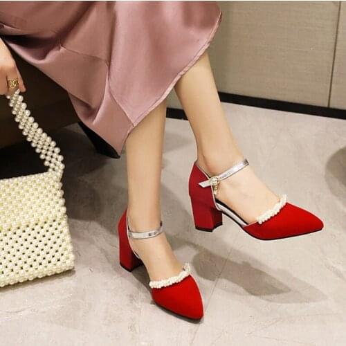 Fashion Elegant Women designer sandals High Heels Platform Thick Heel Pointed Pumps Wedding Party Shoes Plus Size 32-48 2111