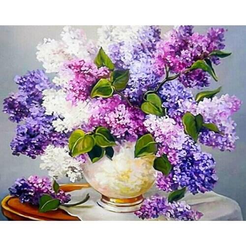 Painting By Numbers DIY Dropshipping 40x50 50x65cm A Bunch of Lilacs Flower Handmade For Living Room Wall Decor Oil Painting