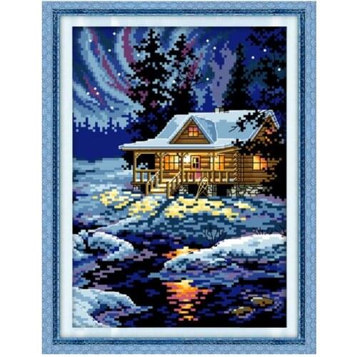 The night of the Arctic cross stitch kit aida 14ct 11ct count printed canvas stitches embroidery DIY handmade needlework