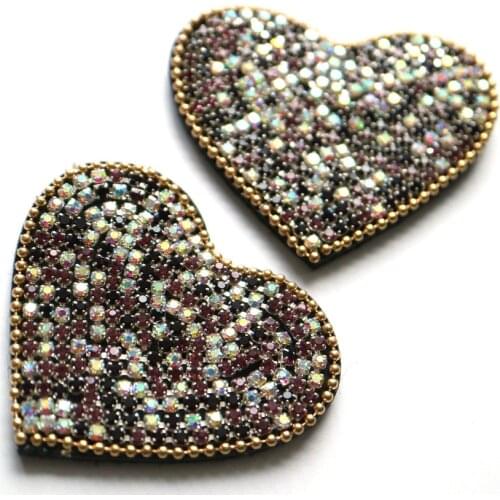 2pcs/lot Heart beaded patches for clothes DIY sew on parches appliques Embroidery applique parch ropa clothing accessory