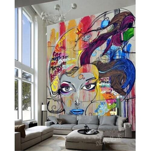 Mural Wallpaper Theme Hotel Bar Cafe KTV Room Colored Abstract Beauty Graffiti Wall Home wall Decor Wallpaper